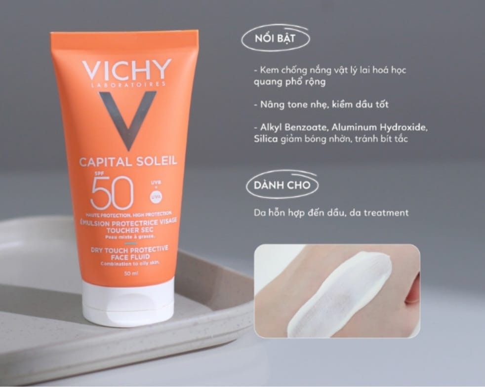 Vichy - Kem chống nắng Vichy Pháp 50ml (Dạng Emulsion) Mẫu mới