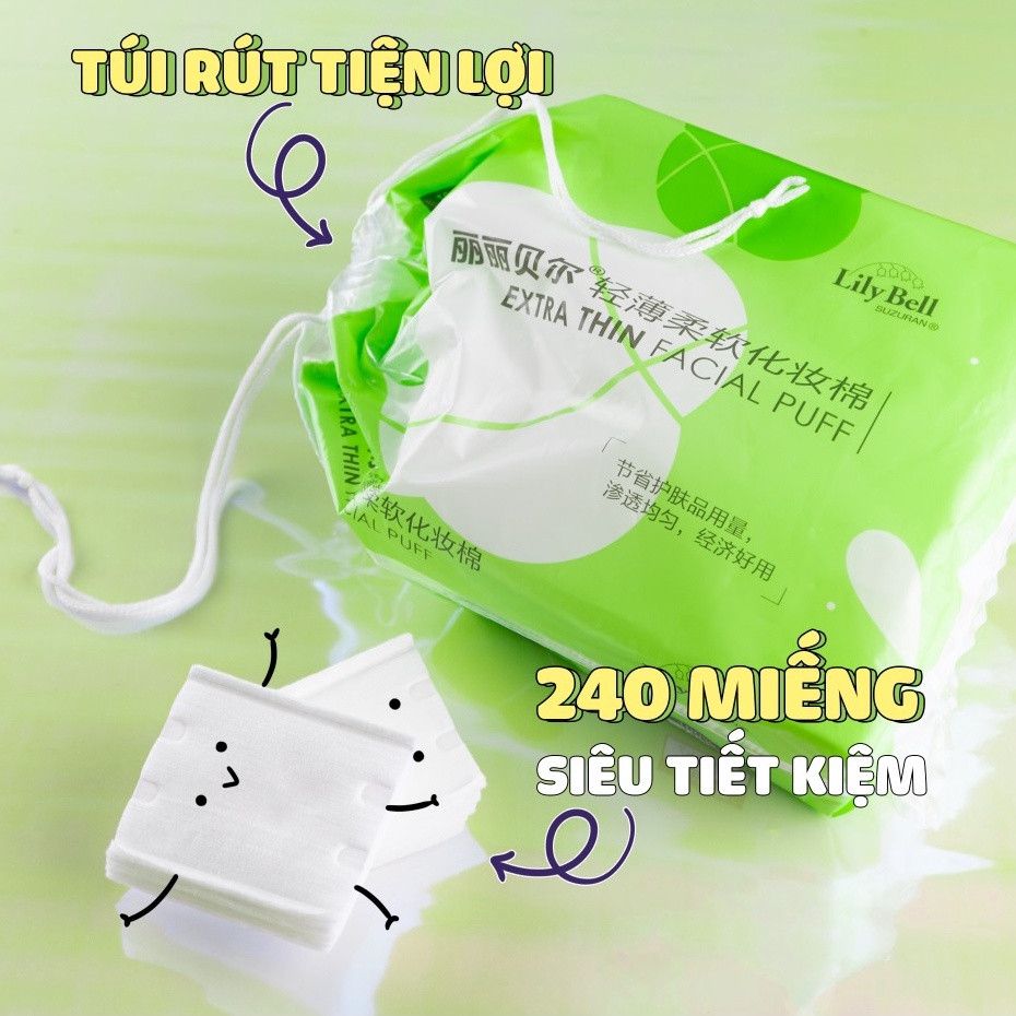 Bông Tẩy Trang Lily Bell 240 Miếng (Mẫu mới)