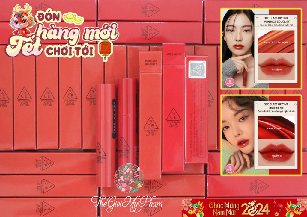 3CE - Son Kem 3CE Glaze Lip Tint #Break Me