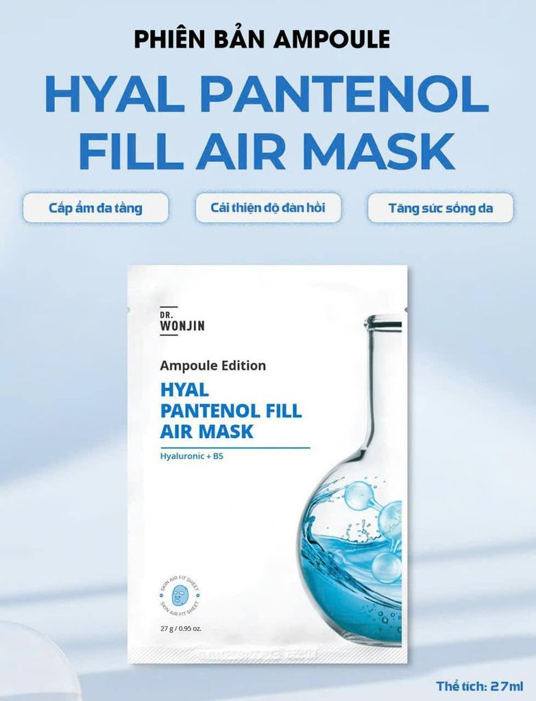 Mặt Nạ Wonjin #Hyal Pantenol Fill Air Mask (Xanh Dương)