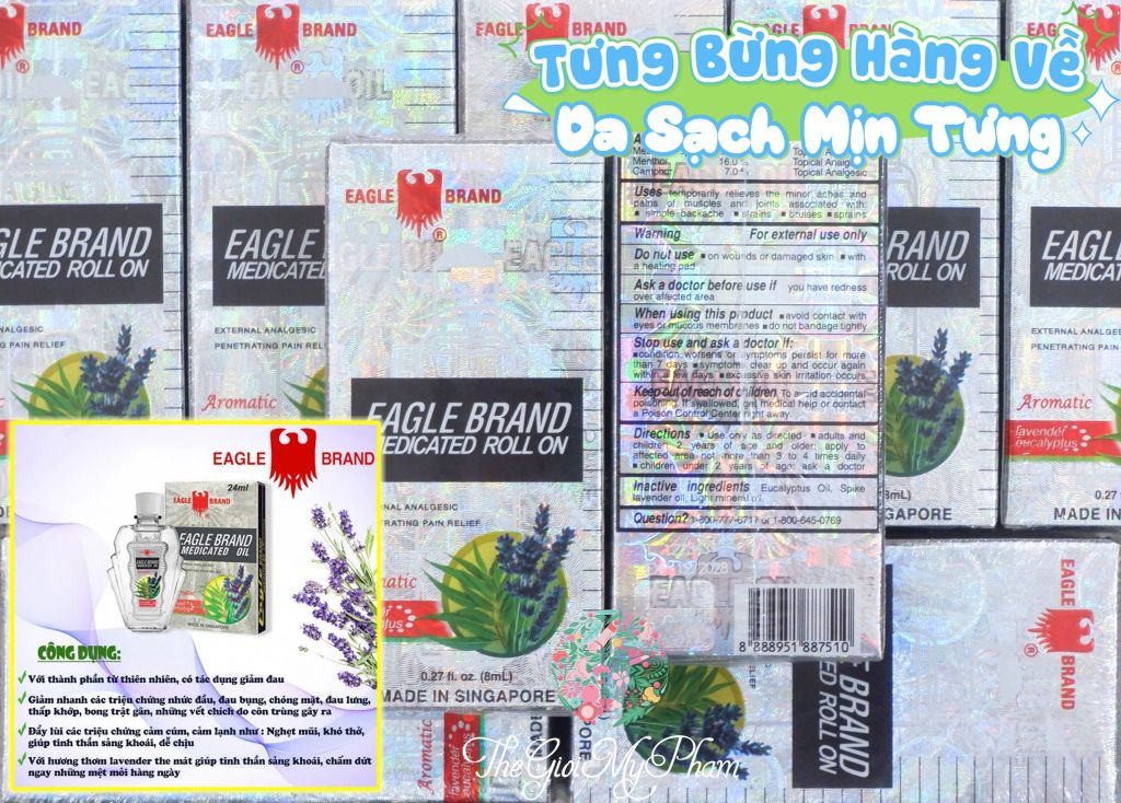 Dầu Gió Trắng Dạng Lăn Eagle Brand Medicated Roll On (8ml)