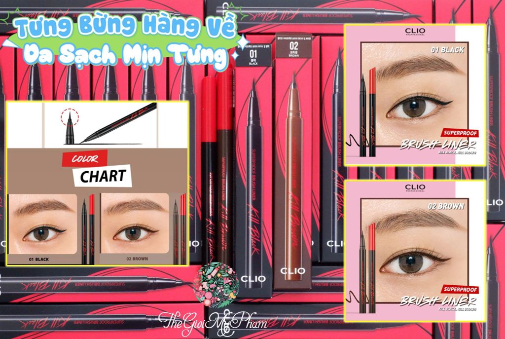 Bút Kẻ Mắt Clio Superproof Brush Liner Kill Black #01 Black