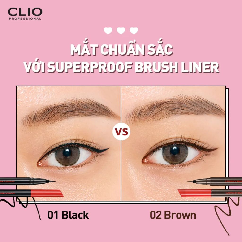 Bút Kẻ Mắt Clio Superproof Brush Liner Kill Black #01 Black