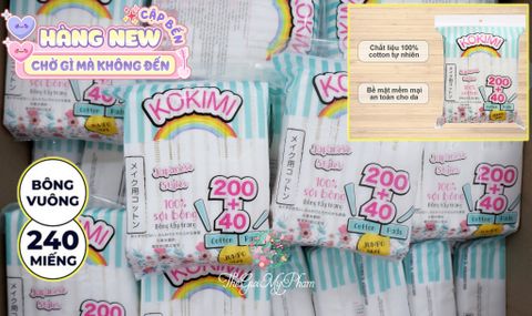 Bông Tẩy Trang Kokimi 240 miếng (Xanh)