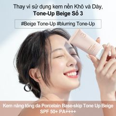 Kem Chống Nắng Nâng Tone Da Numbuzin Porcelain Base Skip Tone Up Beige No.3 50ml