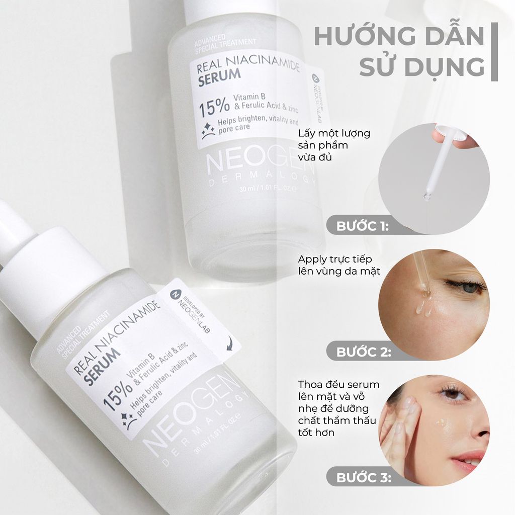 Serum Neogen Dermalogy Kiềm Dầu, Giảm Mụn 30ml Real Niacinamide 15%