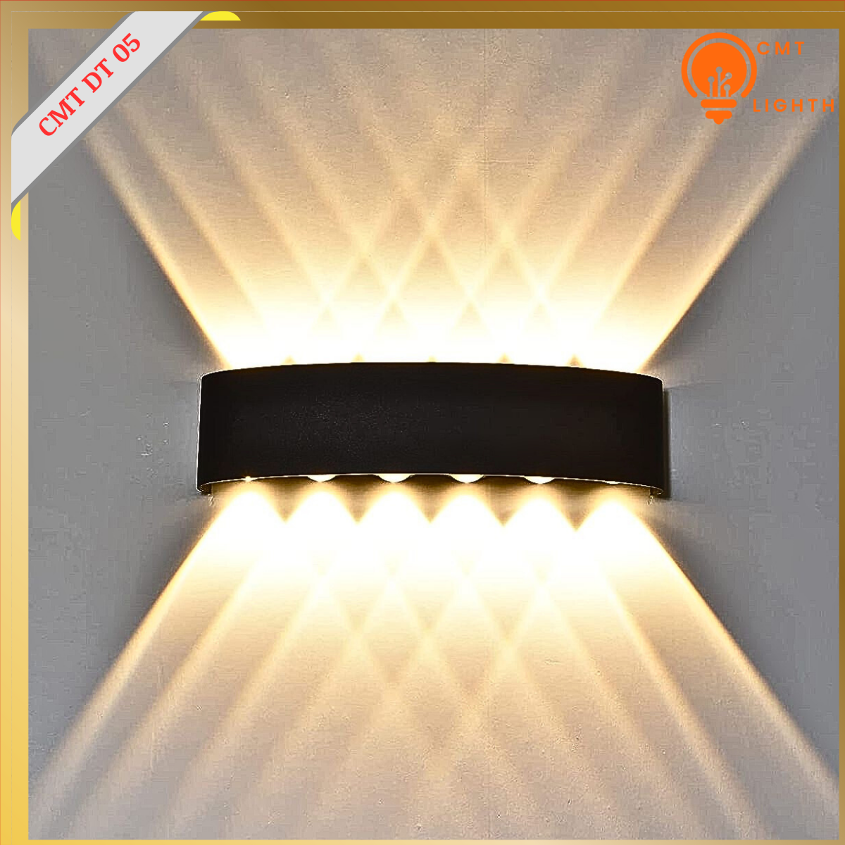 Đèn hắt tường 12 tia màu đen CMT DT 05