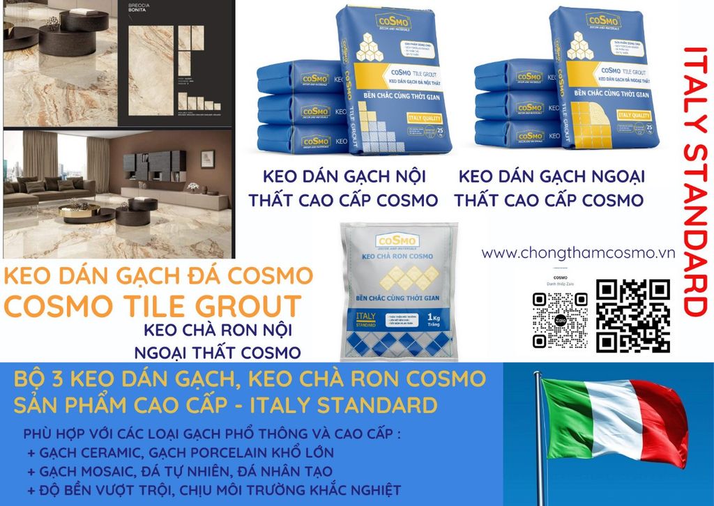 Bộ ba hoàn hảo sản phẩm keo dán gạch, keo chà ron