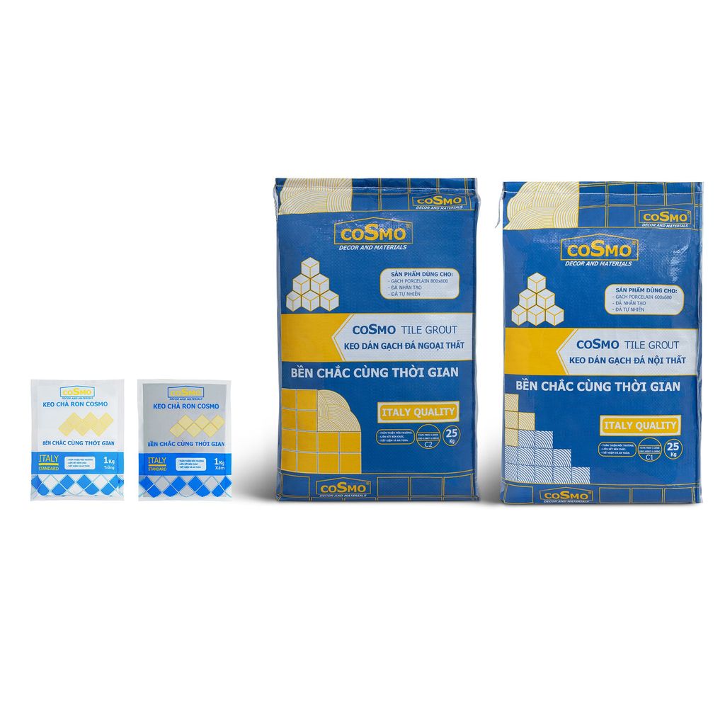 COMBO Keo gán gạch nội/ngoại thất & Keo chà ron trắng+xám