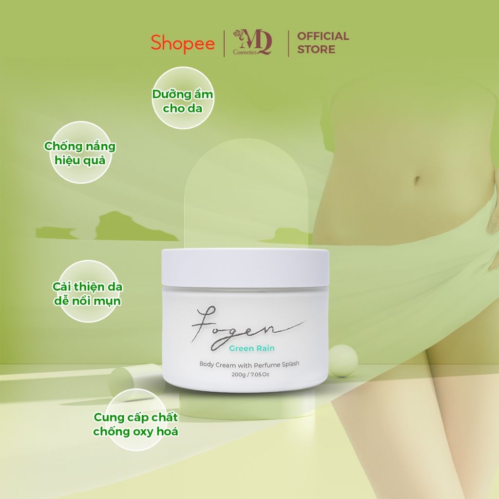 Kem Body Hàn Quốc Fogen Green Rain 200G - Kem Dưỡng Thể Hương Nước Hoa Cao Cấp, Mềm Mịn & Bảo Vệ Làn Da