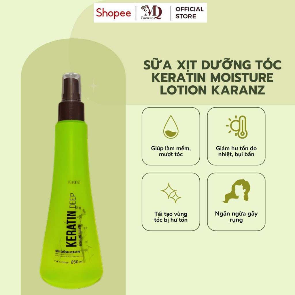 Xịt Dưỡng Tóc KERATIN MOISTURE LOTION KARANZ Dạng Sữa Chăm Sóc Tóc Hư Tổn Chai 250ml