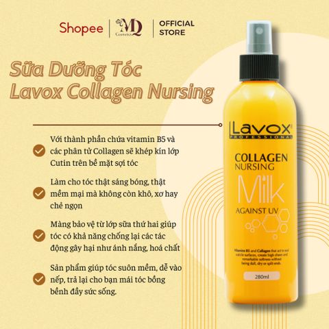 Sữa Xịt Dưỡng Tóc Lavox Collagen Nursing Milk Argainst UV, Siêu Bảo Vệ Tóc, Chống Tia UV Dung Tích 280ml
