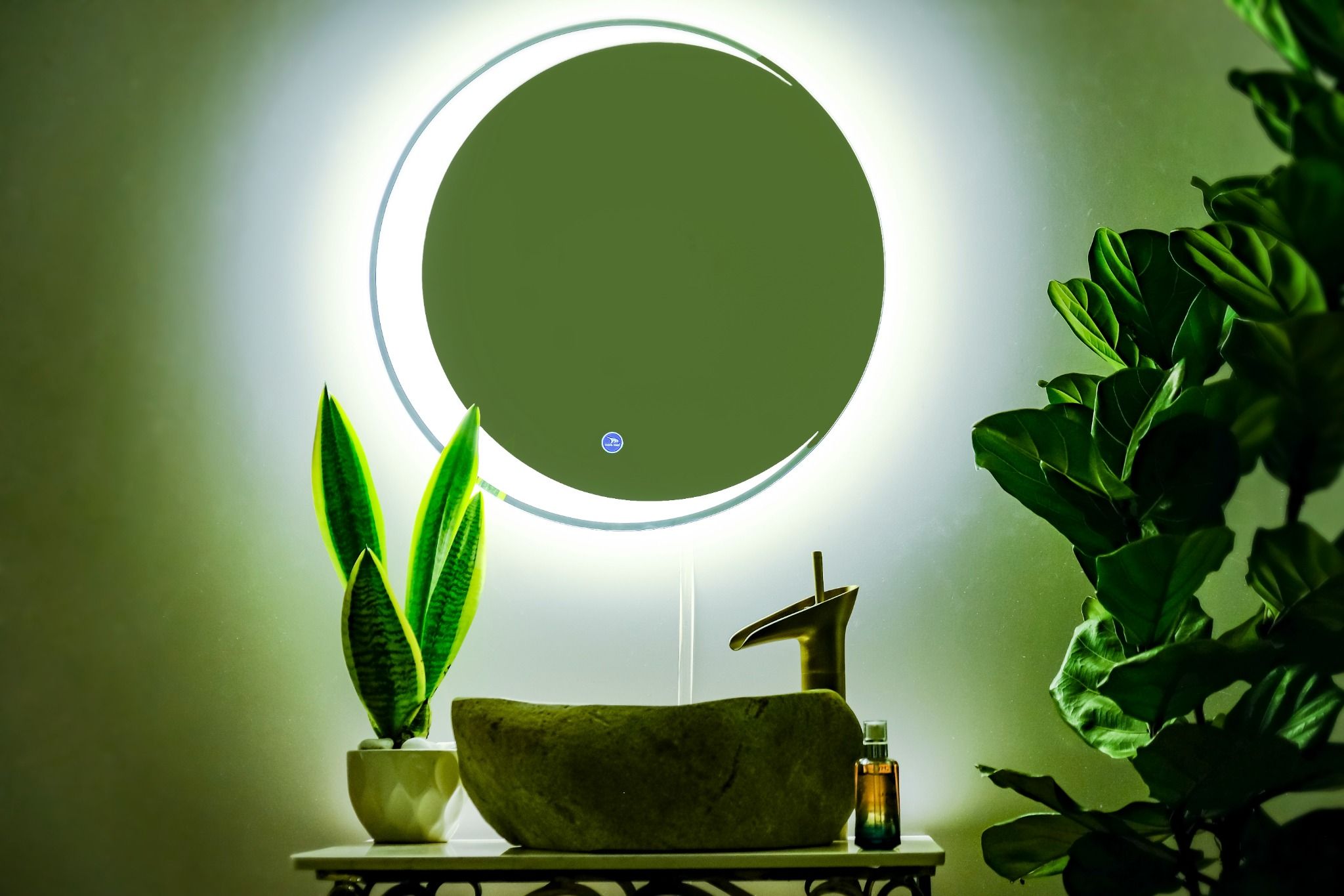  Gương đèn tròn cảm ứng hình mặt trăng cao cấp Hoàng Thiện GD 3308-8 