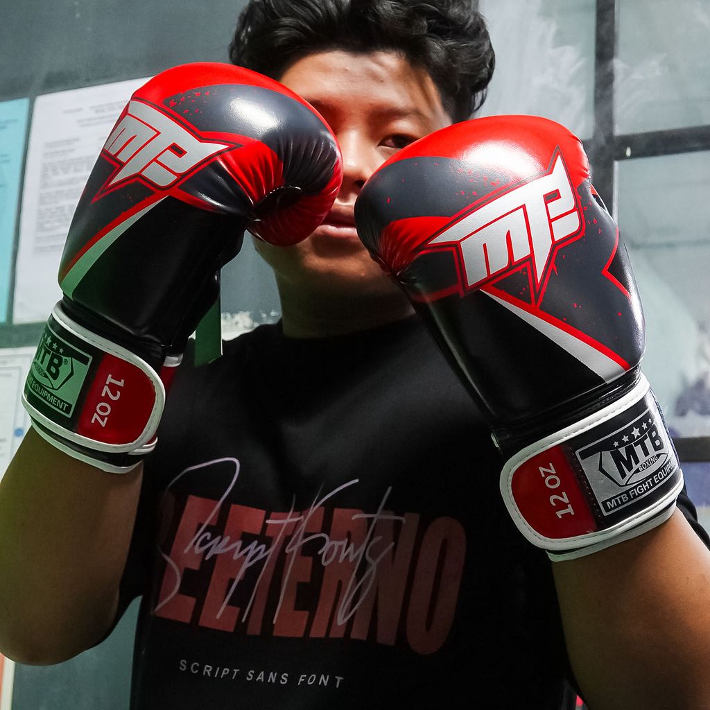 Găng tay đấm bốc Boxing MTB - Xanh, Đỏ, Trắng, Vàng, Hồng