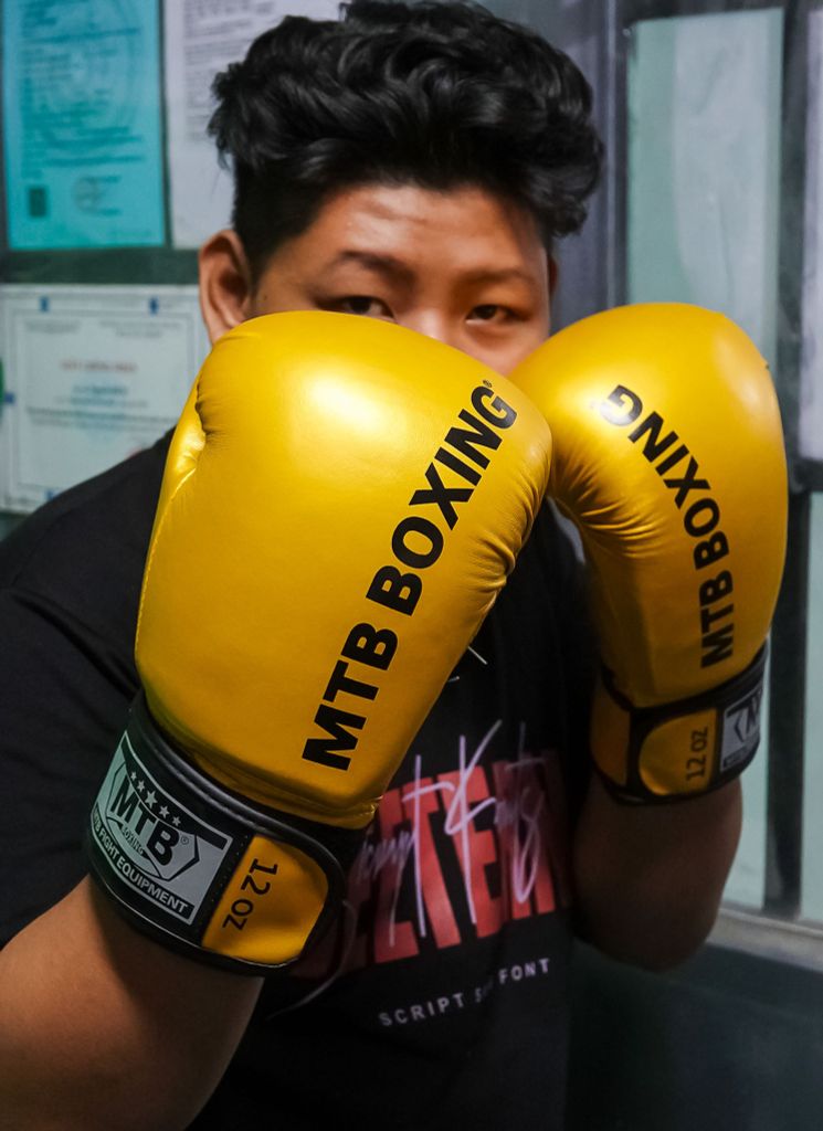 Găng tay đấm bốc Boxing MTB - Xanh, Đỏ, Trắng, Vàng, Hồng