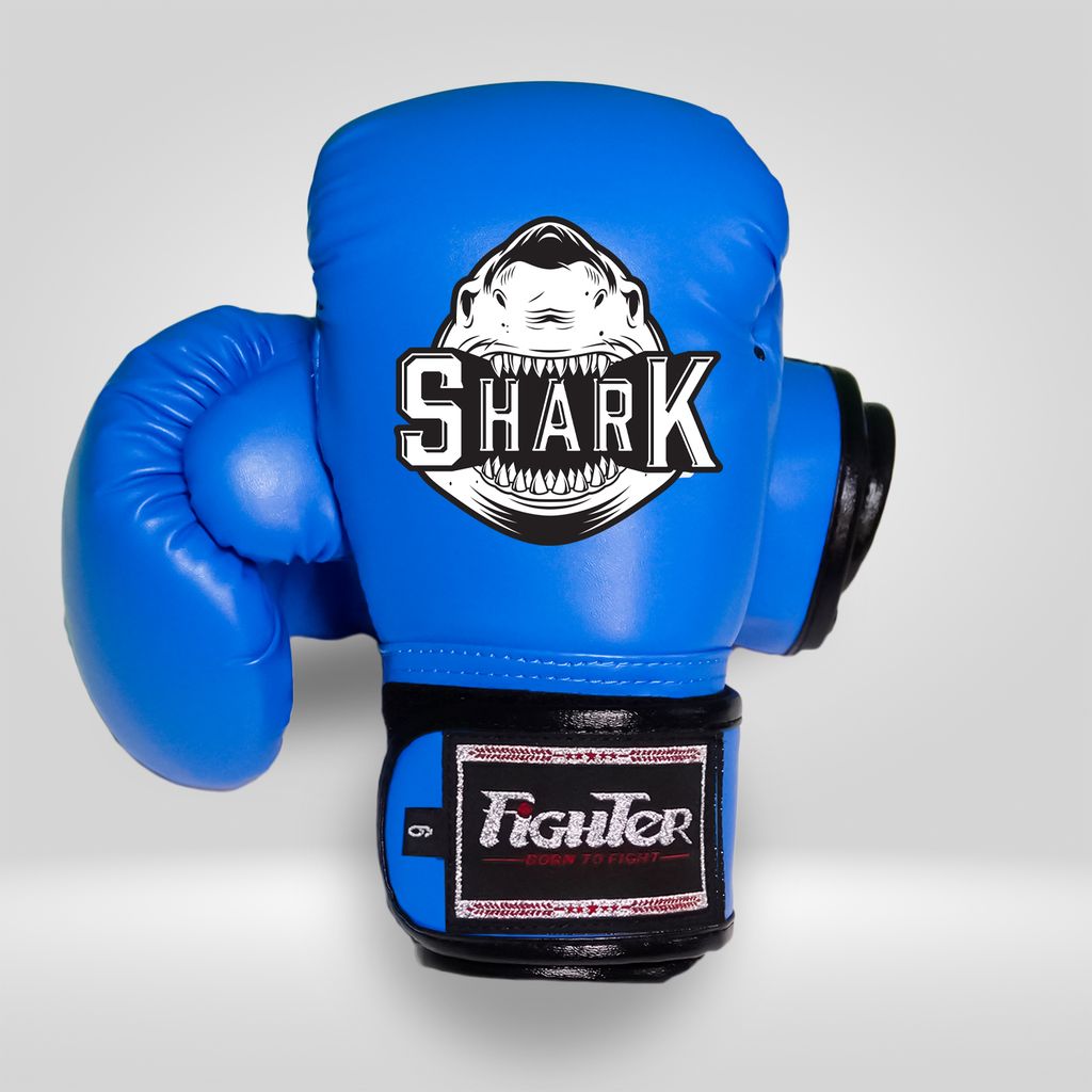 Găng Boxing Fighter Shark Trẻ Em Xanh - 6oz