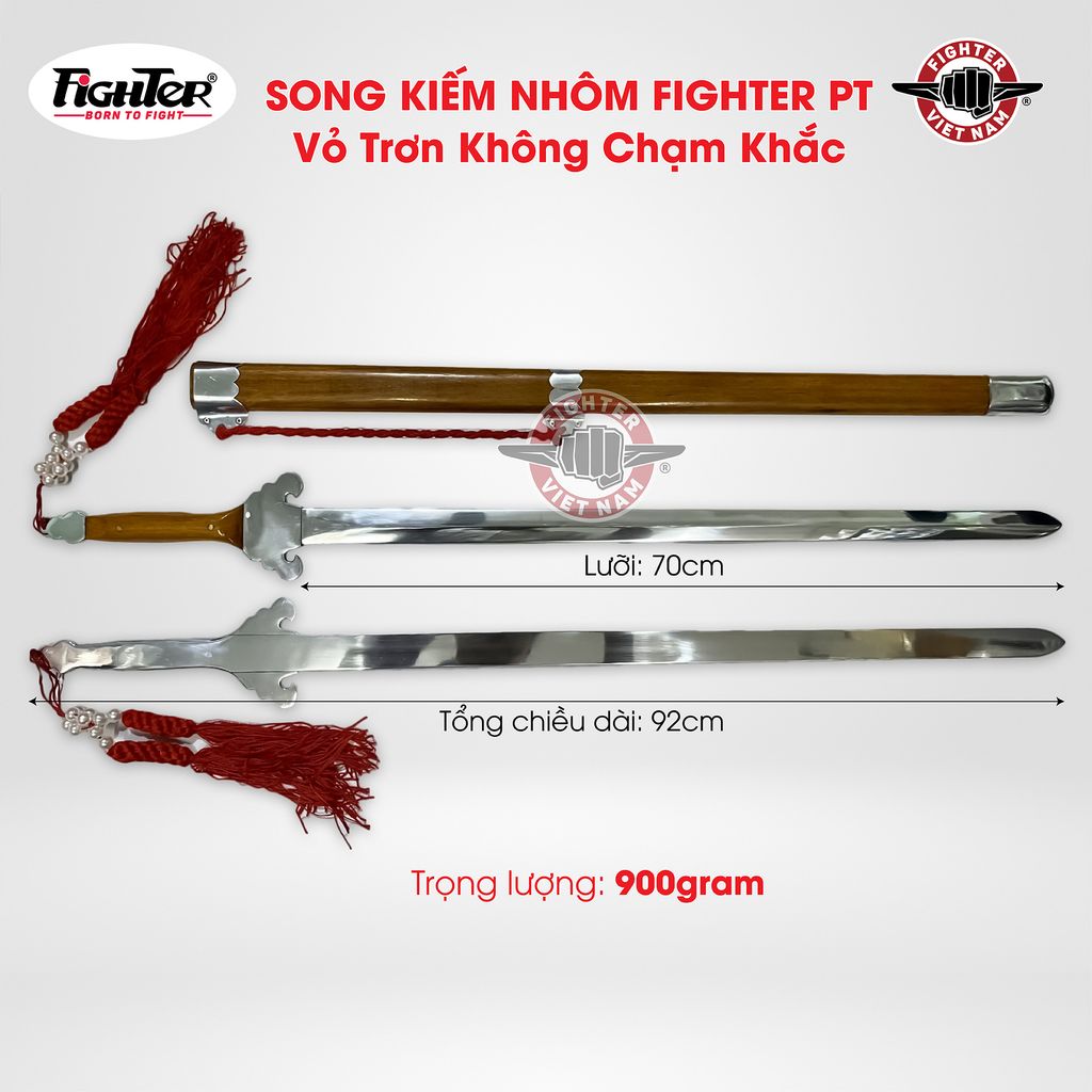 Song Kiếm Nhôm Võ Cổ Truyền Fighter PT: Vỏ Trơn Không Chạm