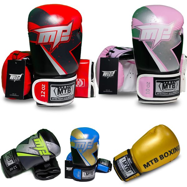 Găng tay đấm bốc Boxing MTB - Xanh, Đỏ, Trắng, Vàng, Hồng