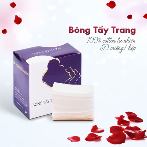 Hộp 50 Miếng Bông Tẩy Trang Phấn Nụ Hoàng Cung