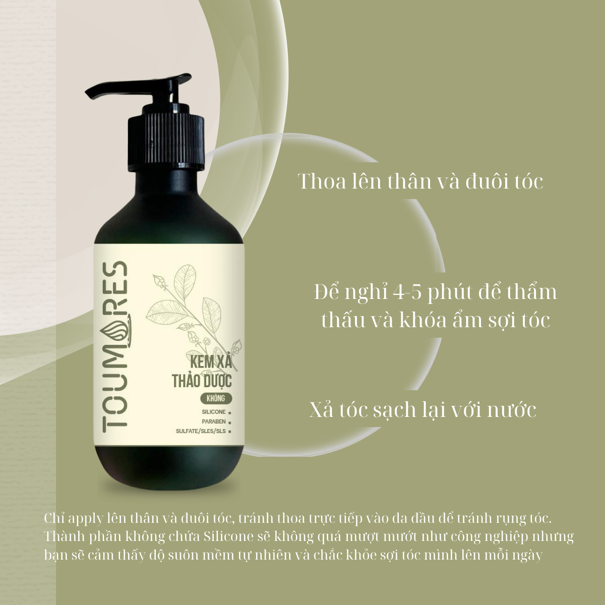 Kem xả thảo dược Toumores mềm mượt tóc, không silicone 300ml