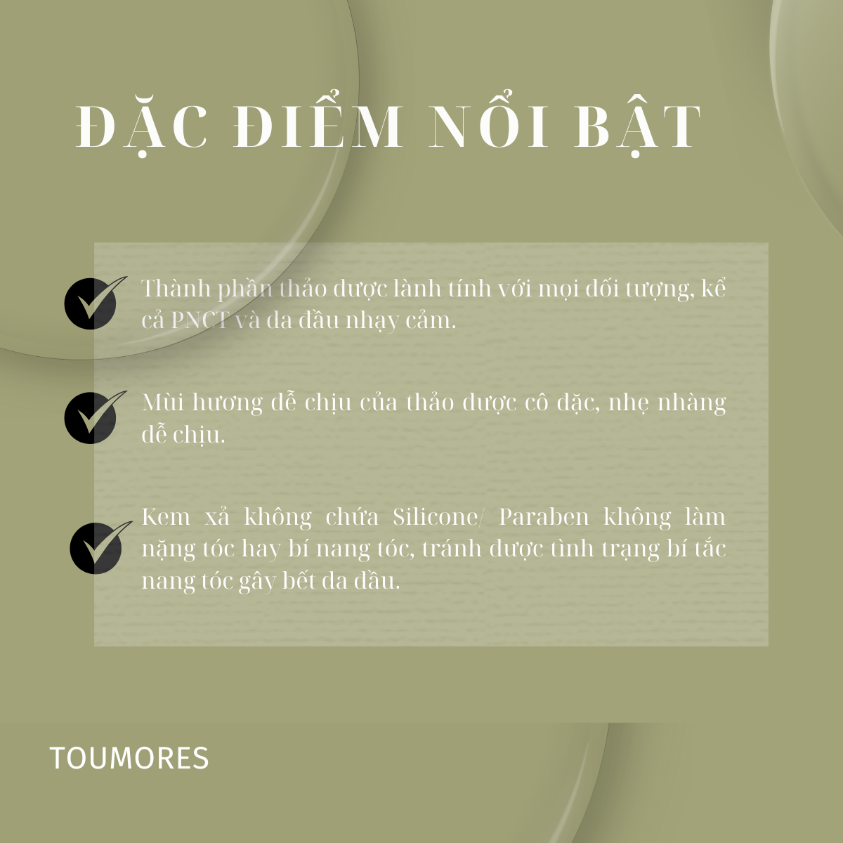 Kem xả thảo dược Toumores mềm mượt tóc, không silicone 300ml