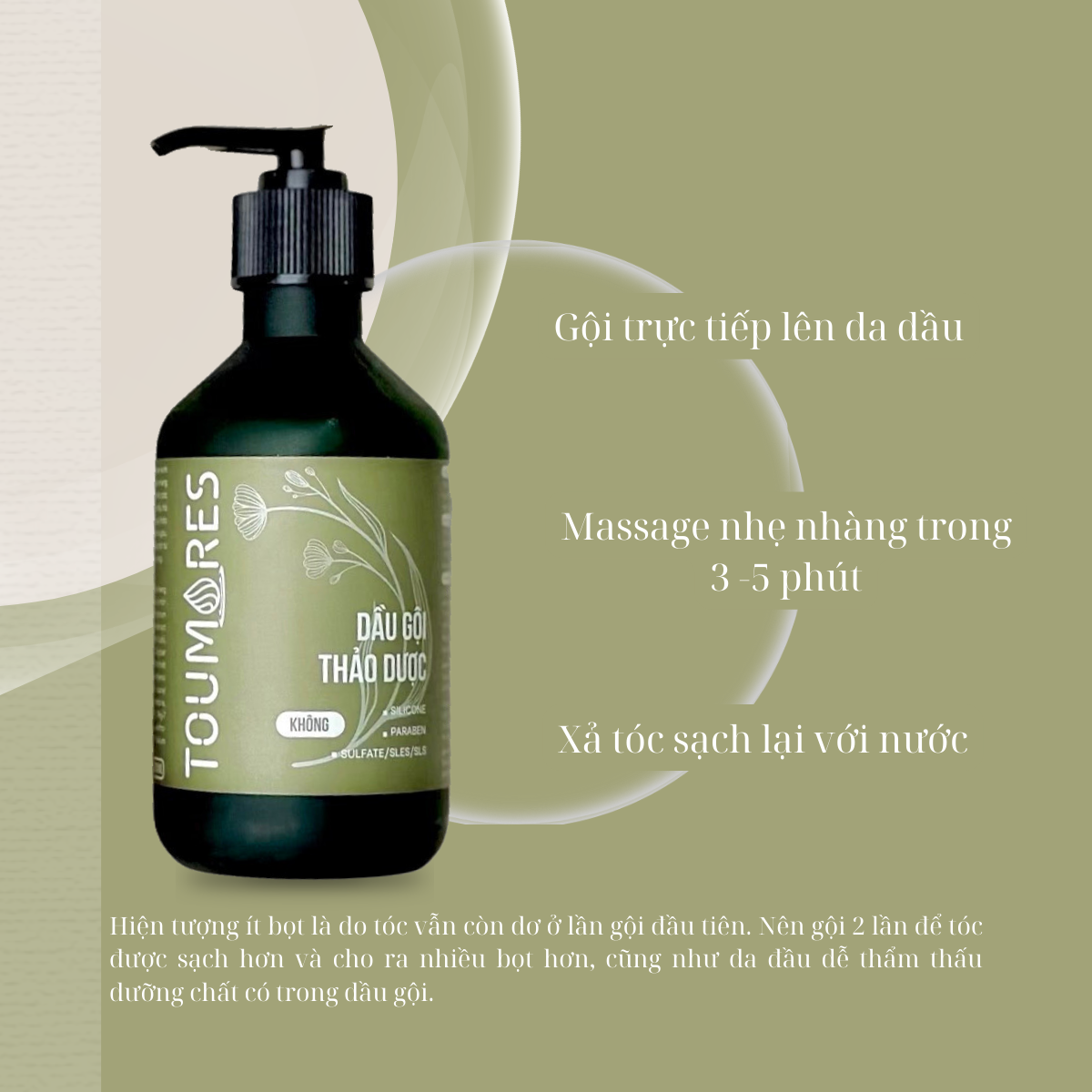 Dầu gội thảo dược Toumores kiềm dầu lâu bết tóc, trị gàu ngứa da đầu 300ml