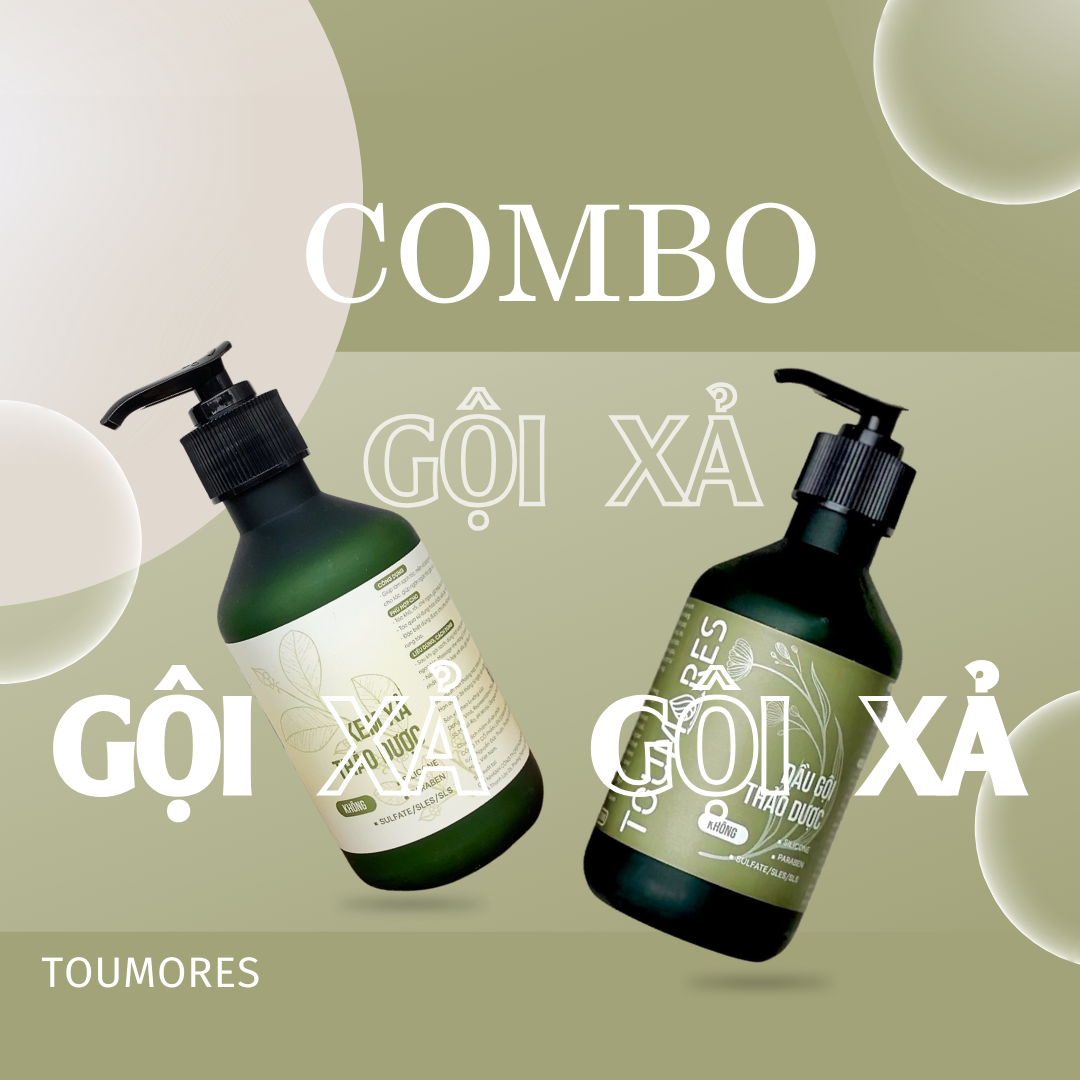 Combo gội xả thảo dược Toumores kiềm dầu, giảm rụng tóc, không chứa silicone 300ml