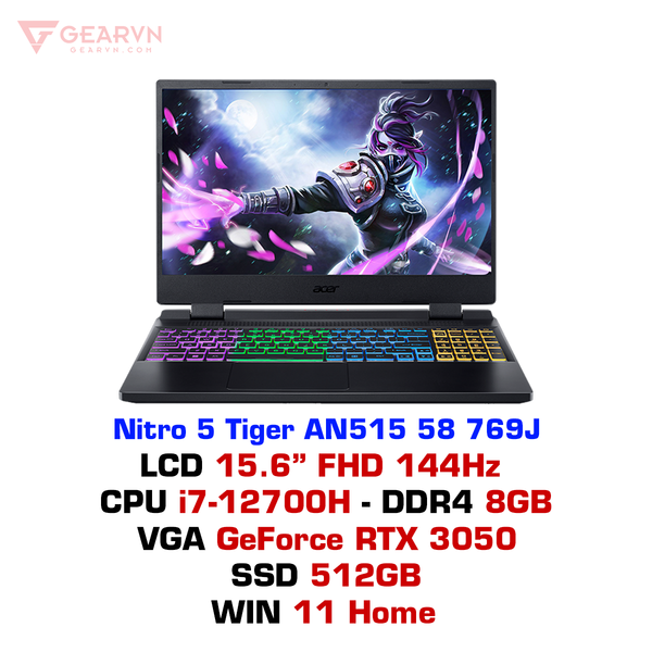  Laptop gaming Acer Nitro 5 Tiger AN515 58 769J 