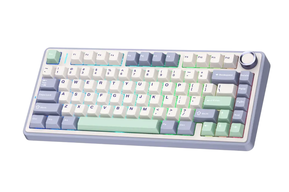 Bàn phím AULA F75 (Tím nhạt + Be + Xanh lá/ Grey Wood V3 Switch) F75PBG