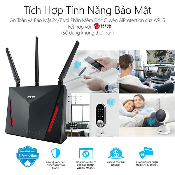  Thiết Bị định tuyến mạng không dây 4 cổng ASUS RT-AC86U 