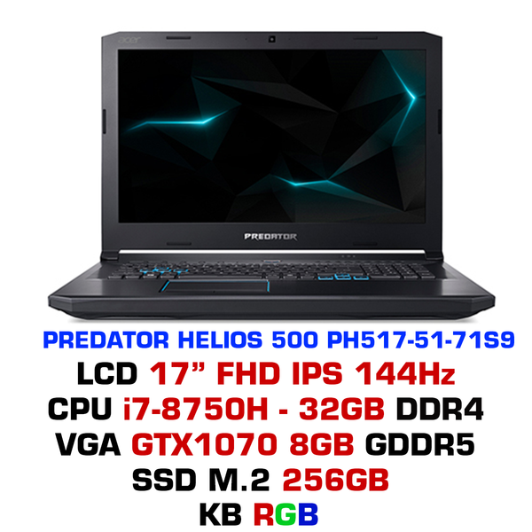 Laptop Gaming Acer Predator Helios 500 PH517-51-71S9 
