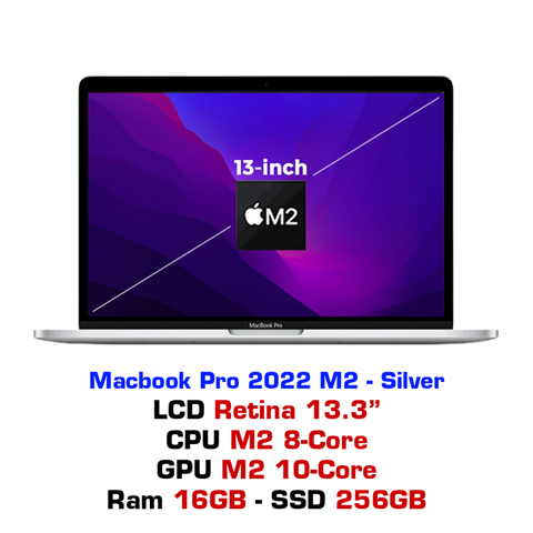 MacBook Pro 13 M2 10GPU 16GB 256GB Silver chính hãng – GEARVN.COM