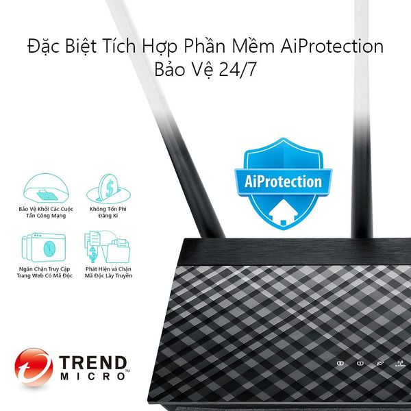  Thiết bị định tuyến không dây Router WIFI ASUS RT-AC53 Chuẩn AC750 Dual Band 