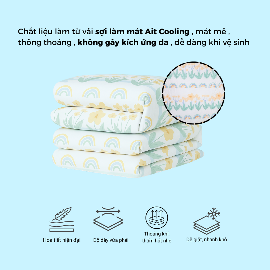 Chăn Lạnh ICOOL Hoa cúc - Mát lạnh mùa hè - NGỌC HẠNH ICOOL