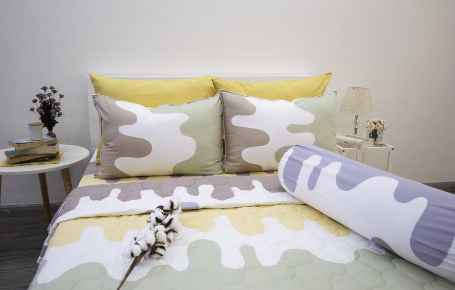 BỘ COTTON CM GỢN SÓNG XANH VÀNG