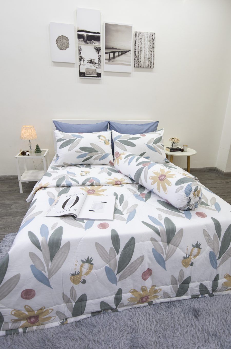 BỘ COTTON CM TRẮNG LÁ CỎ