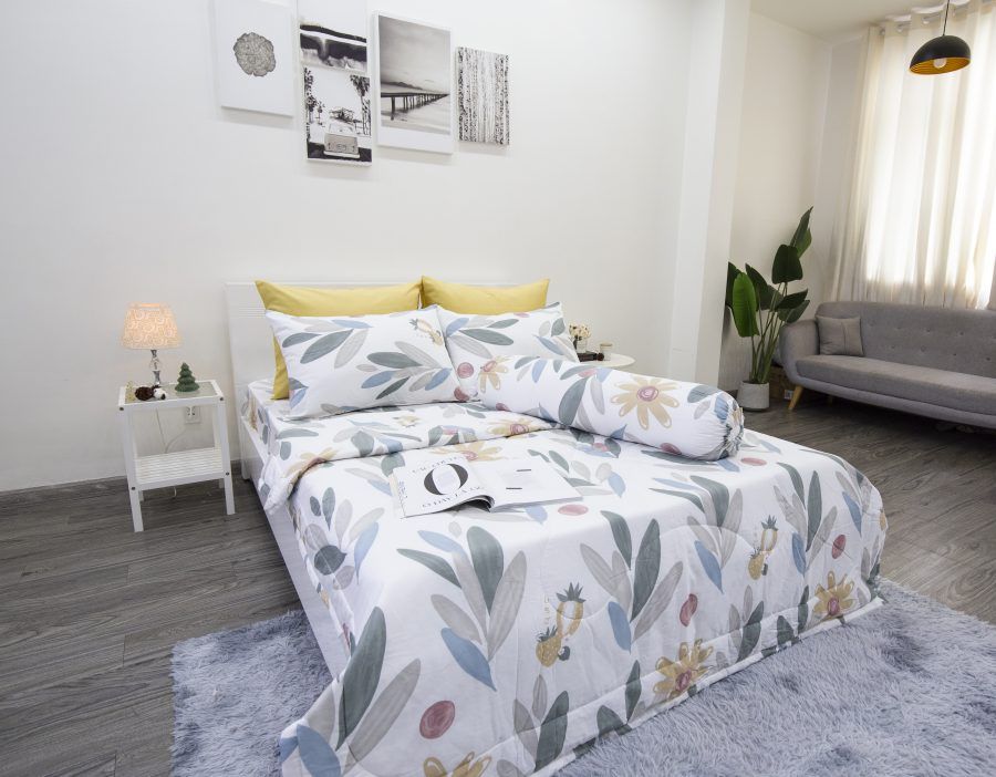 BỘ COTTON CM TRẮNG LÁ CỎ