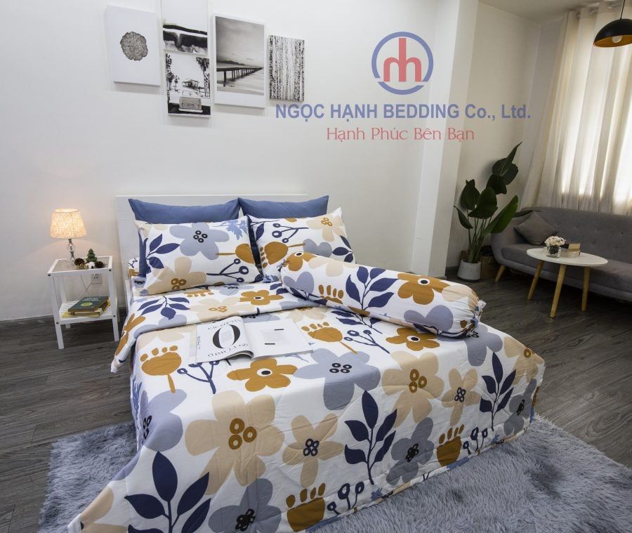 BỘ COTTON CM TRẮNG HOA KEM