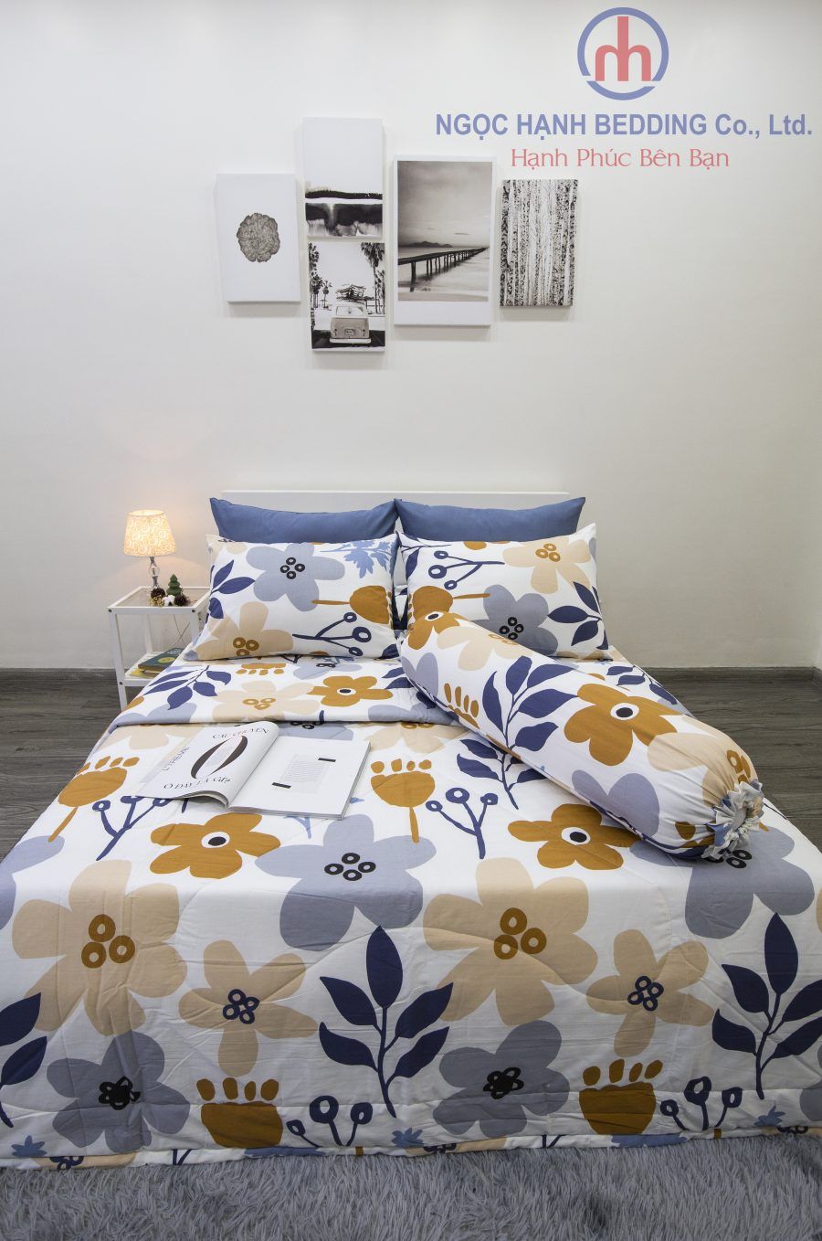 BỘ COTTON CM TRẮNG HOA KEM