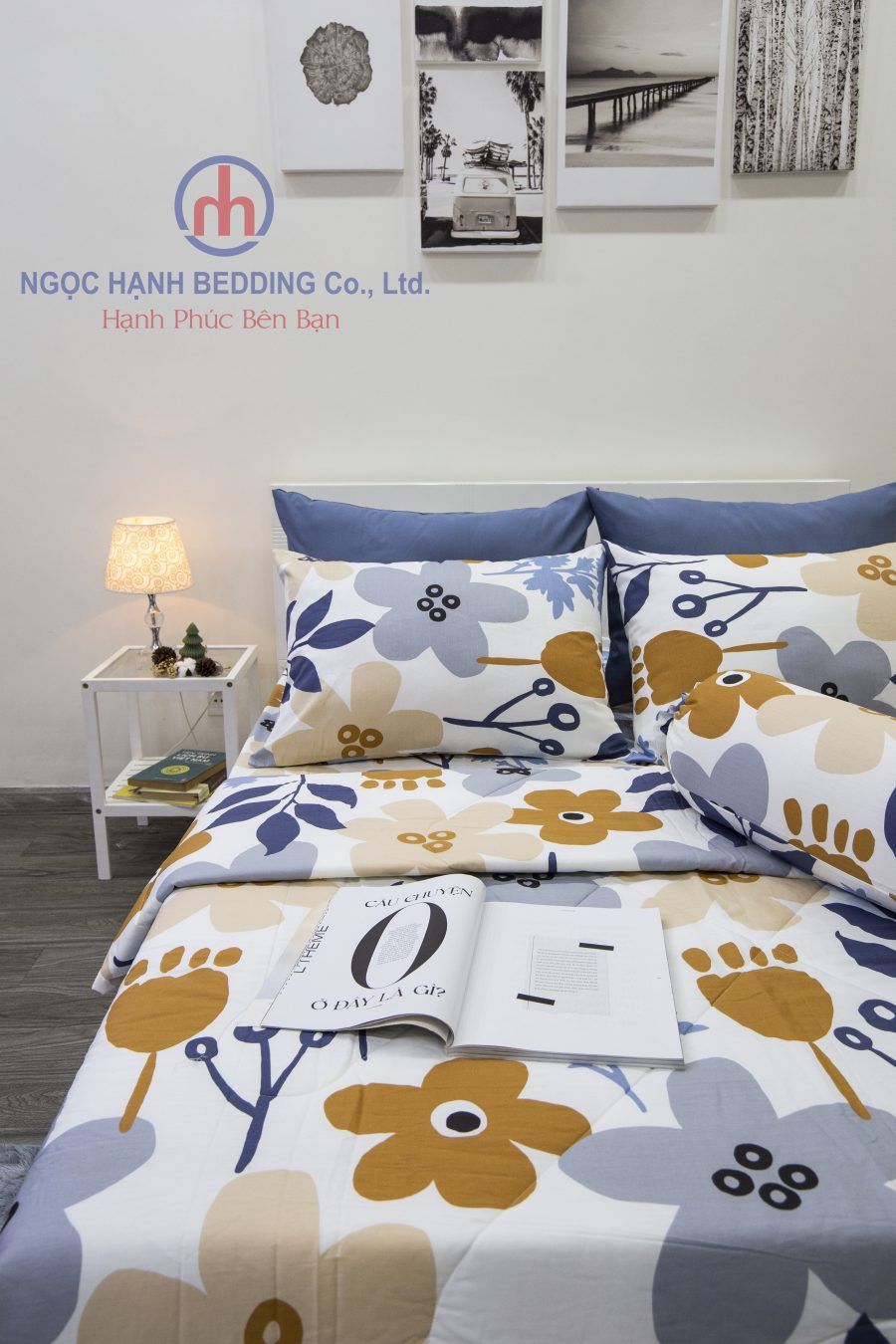 BỘ COTTON CM TRẮNG HOA KEM