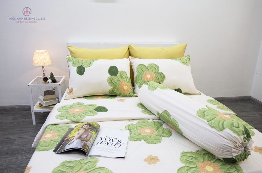 BỘ COTTON CM BÔNG LỚN XANH CỐM