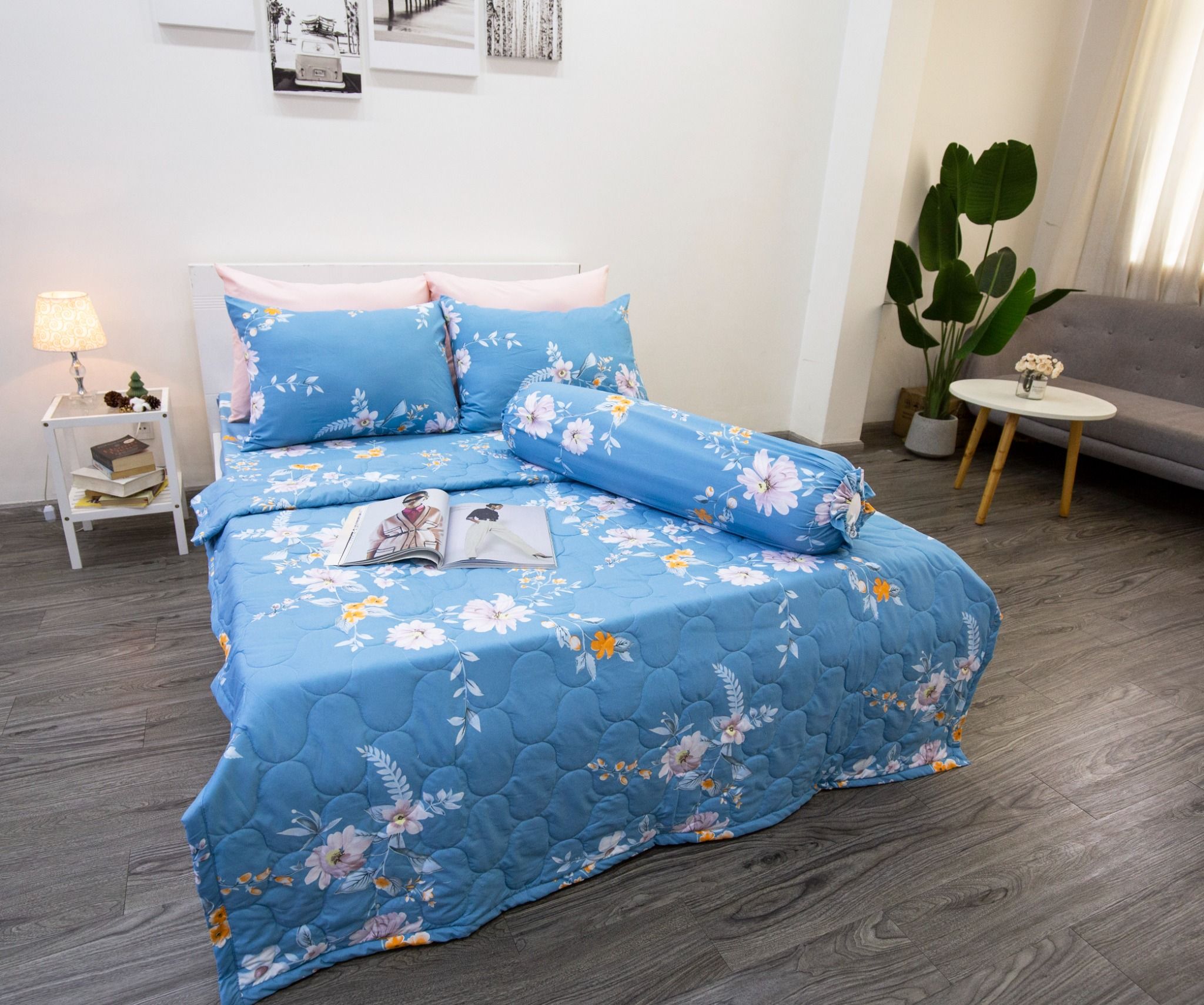 Bộ Microfiber Bông Xanh Nước Biển