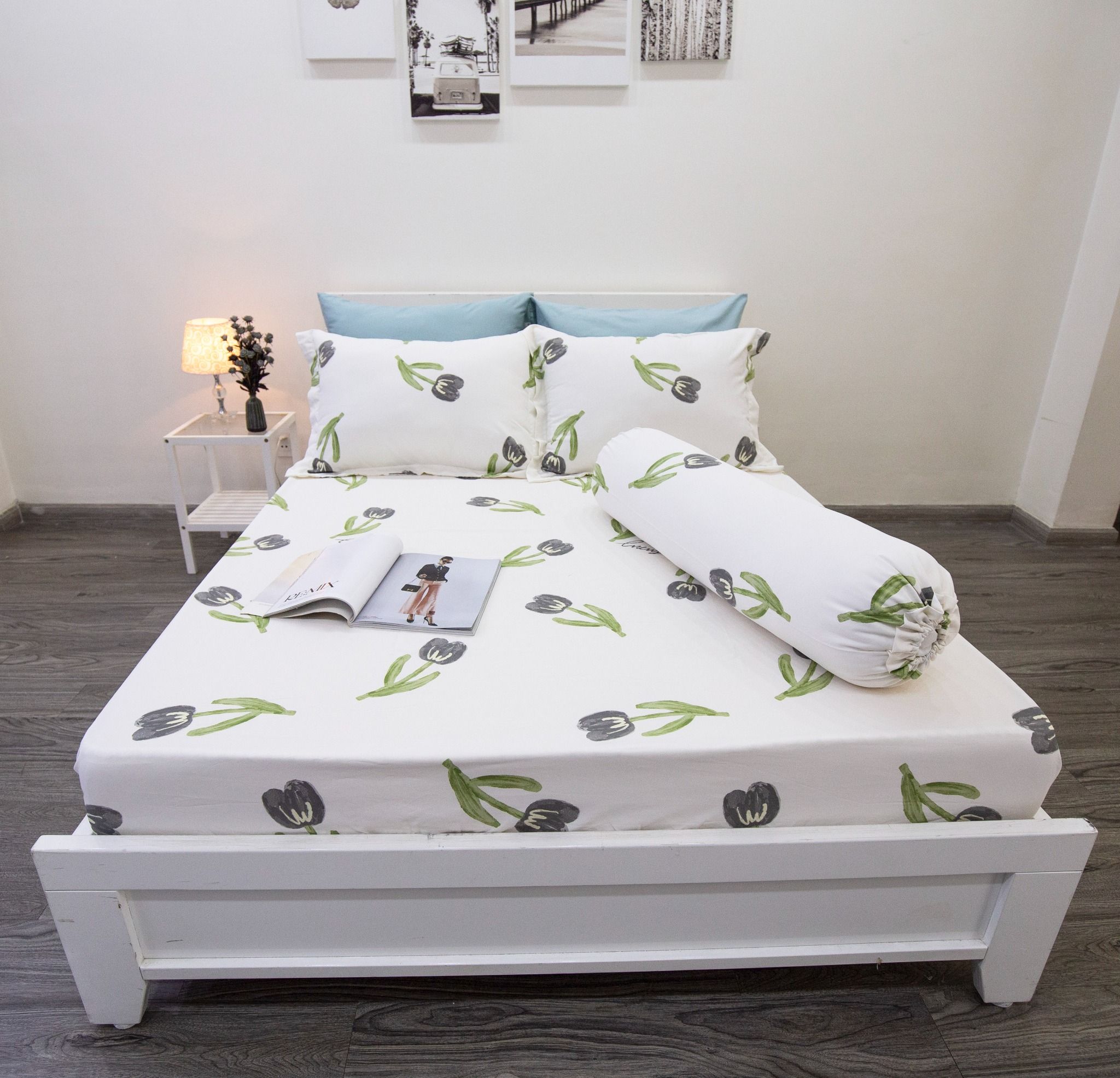Bộ Drap Giường Tencel Silky tulip đen