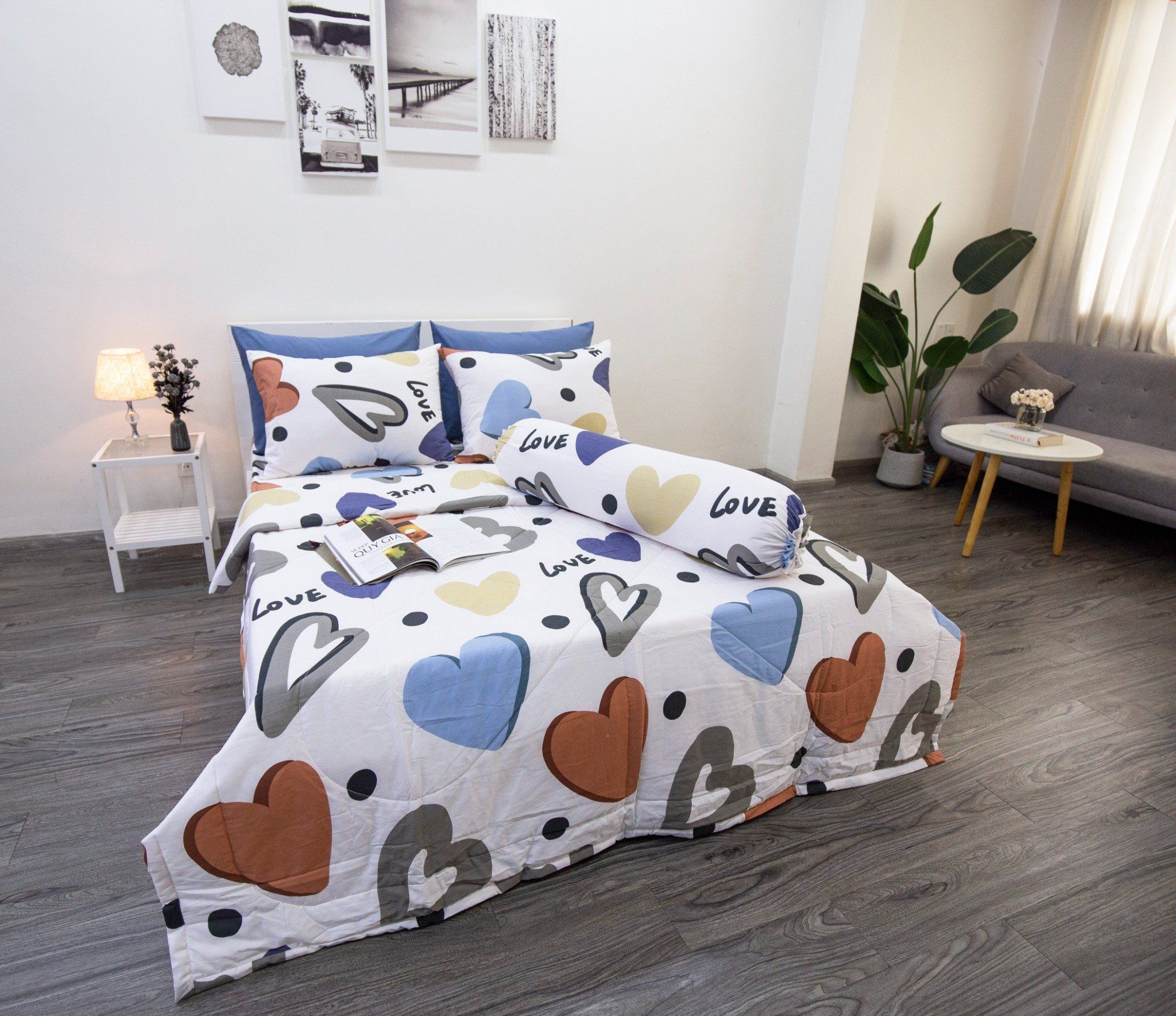 BỘ COTTON HOẠ TIẾT TRÁI TIM ĐỎ