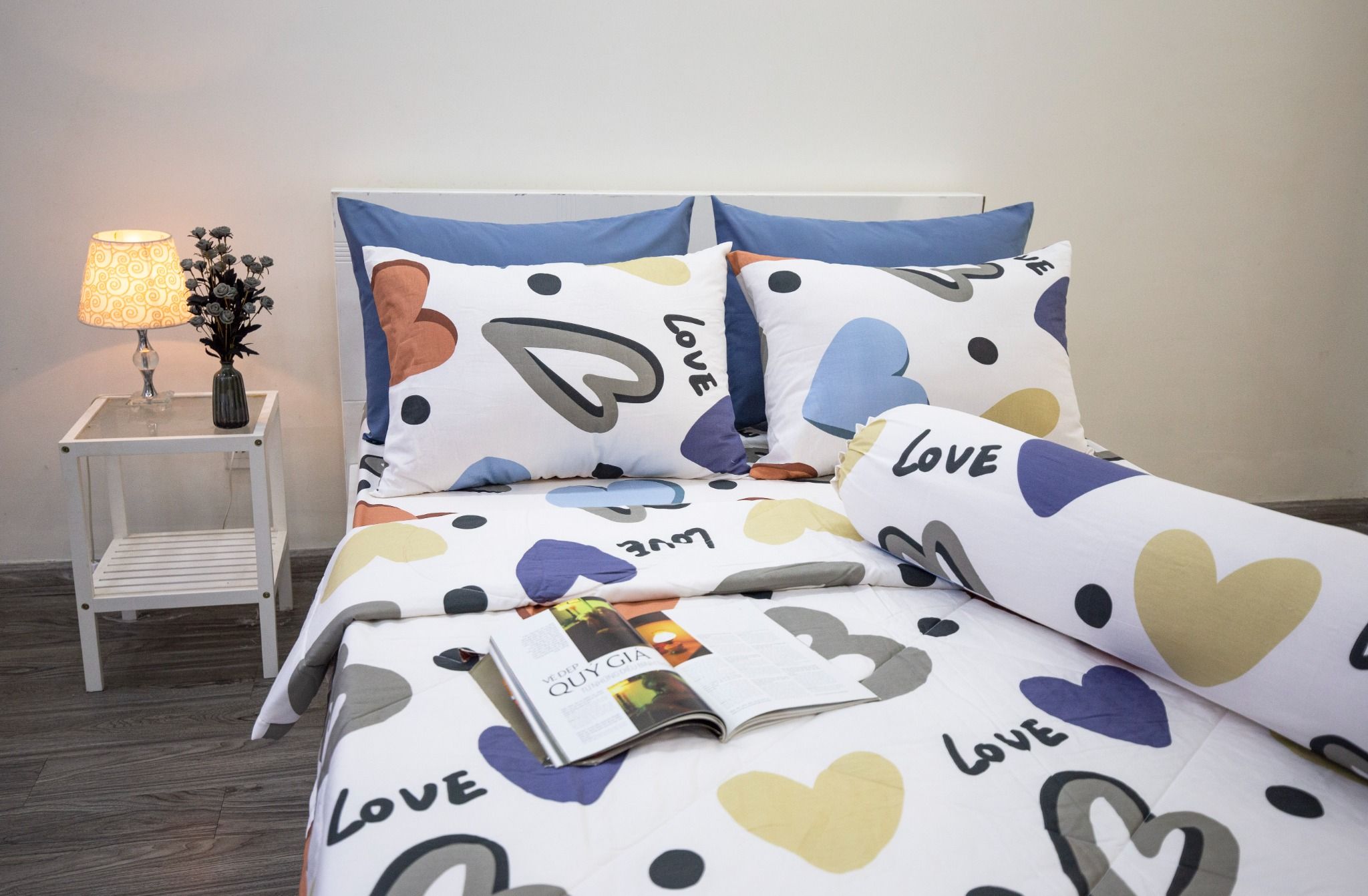 BỘ COTTON HOẠ TIẾT TRÁI TIM ĐỎ