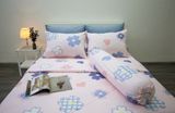BỘ CHĂN GA GỐI NGỌC HẠNH COTTON HOA 4 LÁ HỒNG