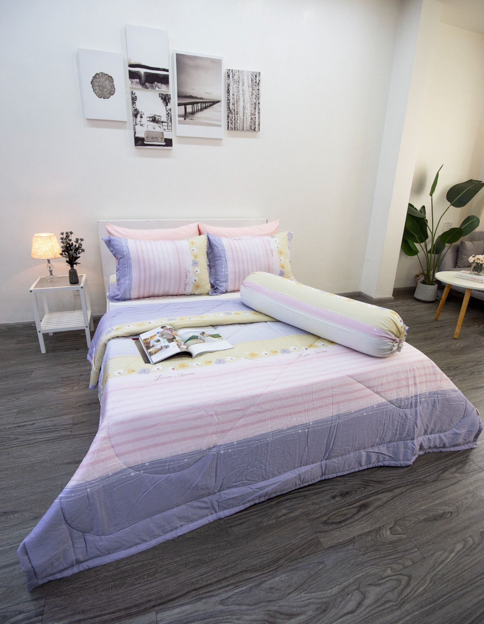 Bộ Tencel Lụa Sọc Hồng Tím