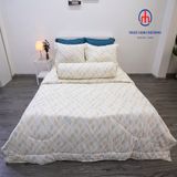 BỘ GA GỐI NGỌC HẠNH TENCEL LỤA VÂN QUẠT VÀNG