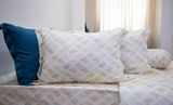 BỘ GA GỐI NGỌC HẠNH TENCEL LỤA VÂN QUẠT VÀNG