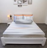 Bộ chăn ga gối Ngọc Hạnh Tencel lụa sọc nhuyễn xám